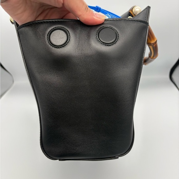 GUCCI Nappa Bamboo Nymphaea Top Handle Satchel Bag Black with Dustbag - Picture 12 of 16